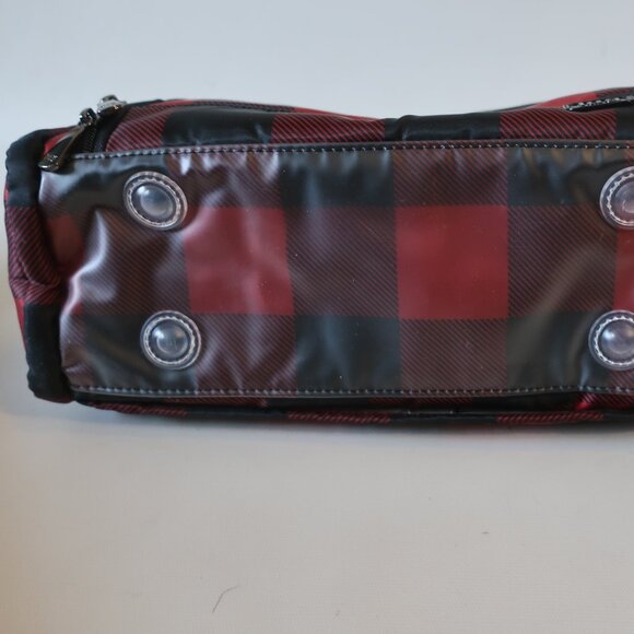NWOT Womens Trolley Lug Buffalo Check Red Black Zip Pockets Travel Cosmetic Case - Picture 11 of 13